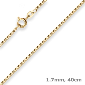 1,7mm Panzerkette Goldkette Collier Halskette aus 375 Gold Gelbgold 40cm 1,7mm Panzerkette Goldkette Collier Halskette aus 375 Gold Gelbgold 40cm