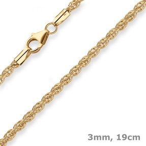 3mm Armband Fantasiekette Goldarmband Armschmuck aus 375 Gold Gelbgold 19cm