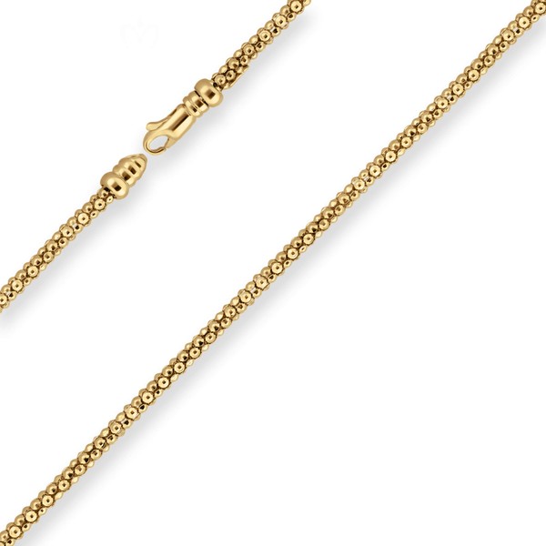 3mm Himbeerkette aus 375 Gelbgold 45cm