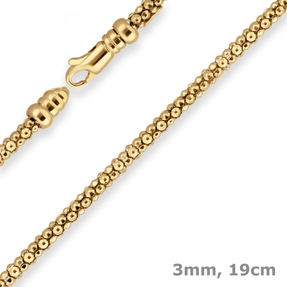 3mm Armband Himbeerkette Goldarmband Armschmuck aus 375 Gold Gelbgold 19cm