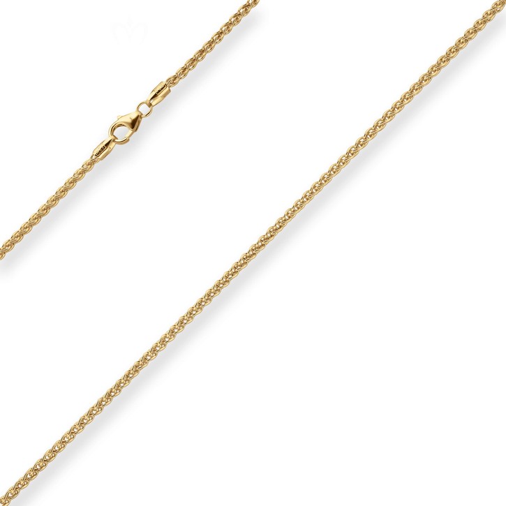 2.1mm Zopfkette aus 375 Gelbgold 50cm