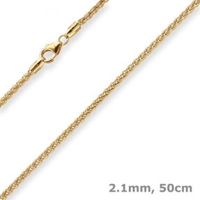 2,1mm Zopfkette Goldkette Collier Halskette aus 375 Gold Gelbgold 50cm