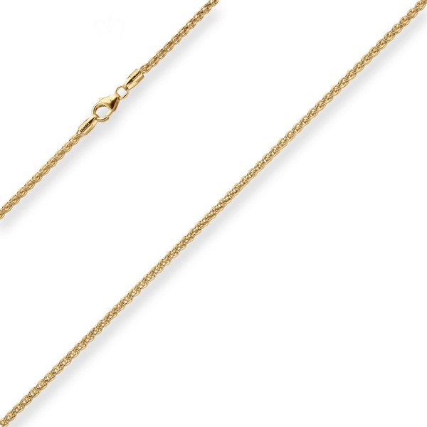 2.1mm Zopfkette aus 375 Gelbgold 50cm