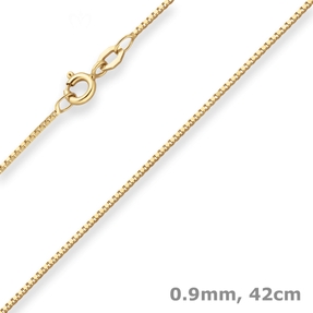 0,9mm Veneziakette Goldkette Collier Halskette aus 375 Gold Gelbgold 42cm