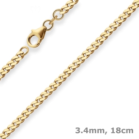 3,4mm Armband Panzerkette Goldarmband Armschmuck aus 585 Gold Gelbgold 18cm