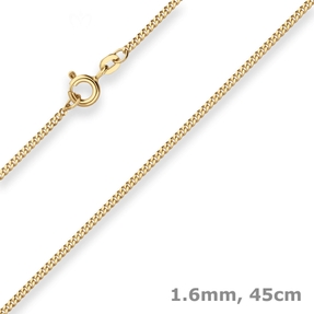 1,6mm Panzerkette Goldkette Collier Halskette aus 585 Gold Gelbgold 45cm