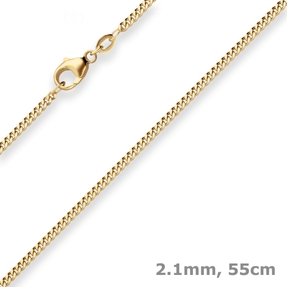 2,1mm Panzerkette Goldkette Collier Halskette aus 585 Gold Gelbgold 55cm