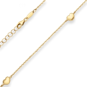 Ankerkette diamantiert Collier 5 Herzen Halskette aus 585 Gold Gelbgold 38cm