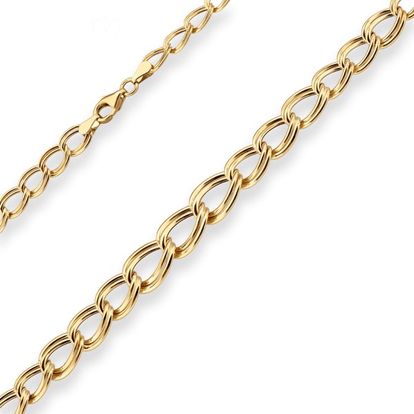 Zwillingspanzerkette aus 585 Gelbgold 45cm
