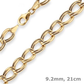 9,2mm Armband Zwillingspanzerkette Armschmuck aus 585 Gold Gelbgold 21cm