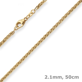 2,1mm Zopfkette Goldkette Collier Halskette aus 585 Gold Gelbgold 50cm