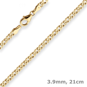 3,9mm Armband Zwillingspanzerkette Armschmuck aus 585 Gold Gelbgold 21cm