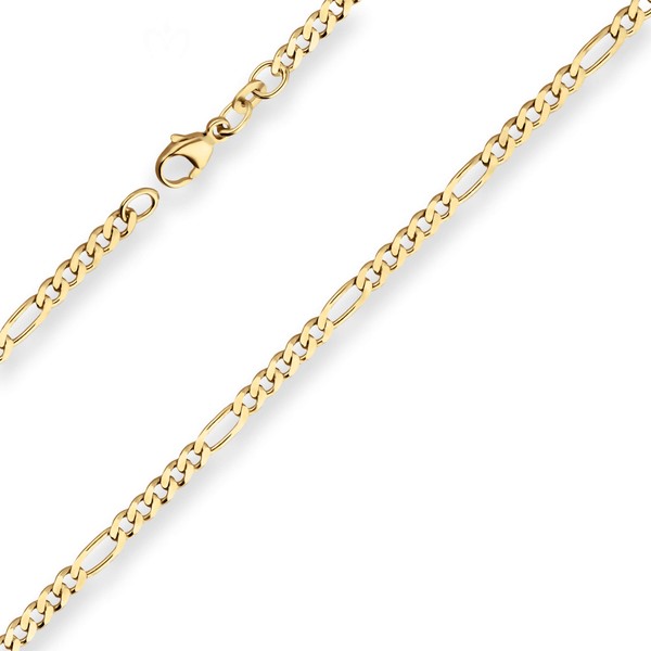 2.8mm Figarokette diamantiert aus 585 Gelbgold 45cm