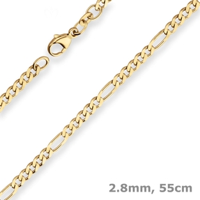 2,8mm Figarokette diamantiert Kette Collier Halskette aus 585 Gold Gelbgold 55cm 2,8mm Figarokette diamantiert Kette Collier Halskette aus 585 Gold Gelbgold 55cm