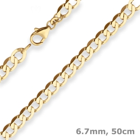 6,7mm Panzerkette weit Goldkette Collier Halskette aus 585 Gold Gelbgold 50cm