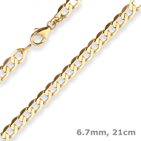 6,7mm Armband Panzerkette weit Goldarmband Armschmuck aus 585 Gold Gelbgold 21cm