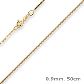 0,9mm Schlangenkette Goldkette Collier Halskette aus 585 Gold Gelbgold 50cm