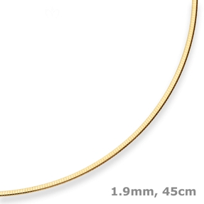 1,9mm Tondakette oval Collier Omegareif Halskette aus 585 Gold Gelbgold 45cm