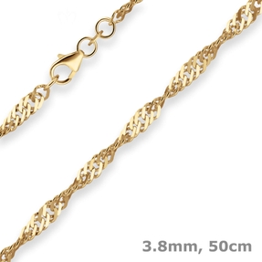 3,8mm Singapurkette Goldkette Collier Halskette aus 585 Gold Gelbgold 50cm 3,8mm Singapurkette Goldkette Collier Halskette aus 585 Gold Gelbgold 50cm