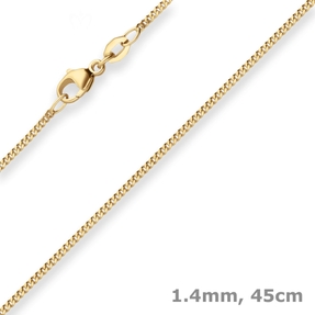 1,4mm Panzerkette Collier Halskette aus 750 Gold Gelbgold 45cm mit Zwischenöse
