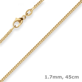 1,7mm Panzerkette Collier Halskette aus 750 Gold Gelbgold 45cm mit Zwischenöse 1,7mm Panzerkette Collier Halskette aus 750 Gold Gelbgold 45cm mit Zwischenöse