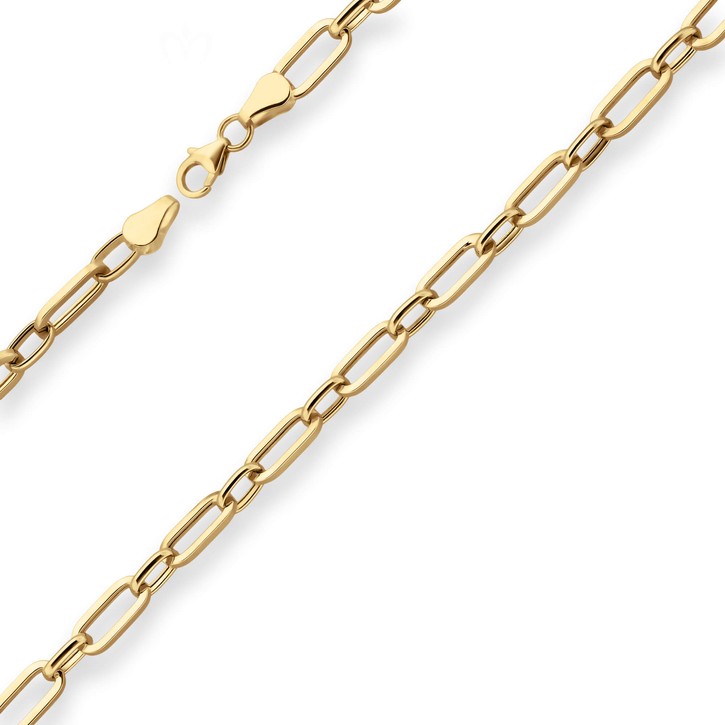 5.4mm Ankerkette hohl Paper-Clip aus 750 Gelbgold 65cm