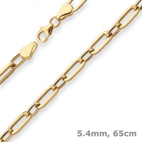 5,4mm Ankerkette Kette Collier Paper-Clip Halskette aus 750 Gold Gelbgold 65cm