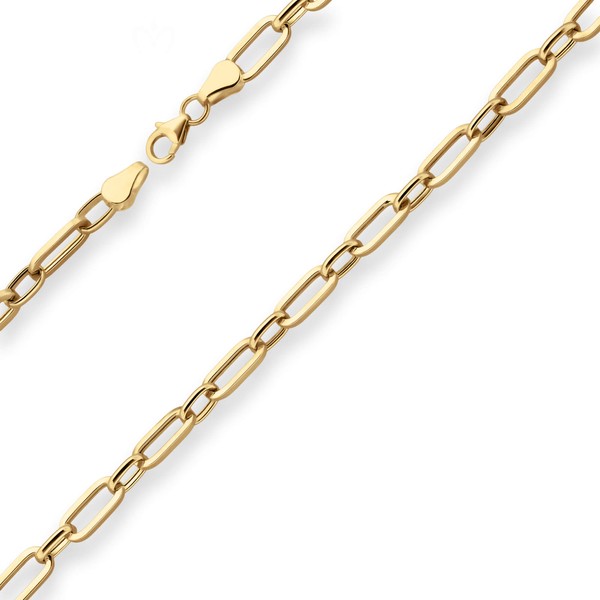 5.4mm Ankerkette hohl Paper-Clip aus 750 Gelbgold 65cm