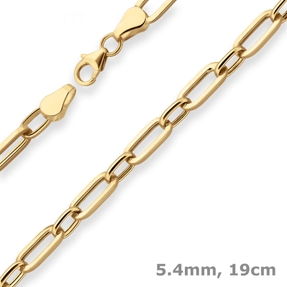 5,4mm Armband Ankerkette Paper-Clip Armschmuck aus 750 Gold Gelbgold 19cm
