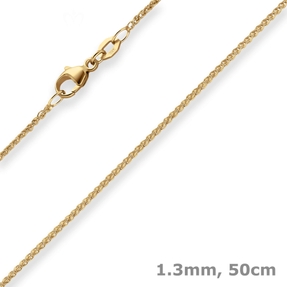 1,3mm Zopfkette Goldkette Collier Halskette aus 750 Gold Gelbgold 50cm