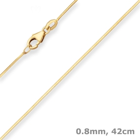 0,8mm Schlangenkette diamantiert Collier Halskette aus 750 Gold Gelbgold 42cm