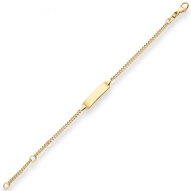 2.1mm Id-Armband Panzerkette Schildband aus 750 Gelbgold 14cm
