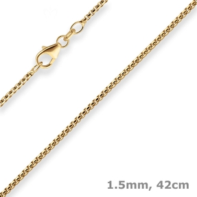 1,5mm Veneziakette rund Goldkette Collier Halskette aus 750 Gold Gelbgold 42cm