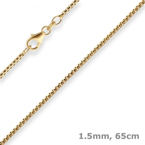 1,5mm Veneziakette Goldkette Collier Halskette aus 750 Gold Gelbgold 65cm