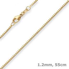 1,2mm Veneziakette Goldkette Collier Halskette aus 750 Gold Gelbgold 55cm