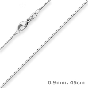 0,9mm Veneziakette Goldkette Collier Halskette aus 375 Gold Weißgold 45cm