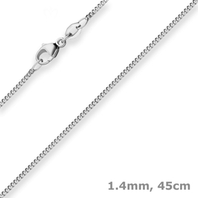 1,4mm Panzerkette Collier Halskette aus 750 Gold Weißgold 45cm mit Zwischenöse