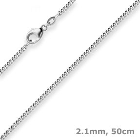 2,1mm Panzerkette Goldkette Collier Halskette aus 750 Gold Weißgold 50cm