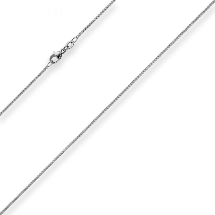 1.3mm Zopfkette aus 750 Weißgold 45cm
