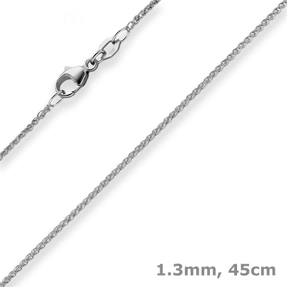 1,3mm Zopfkette Goldkette Collier Halskette aus 750 Gold Weißgold 45cm