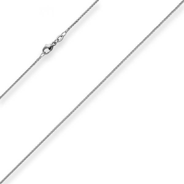 1.3mm Zopfkette aus 750 Weißgold 45cm