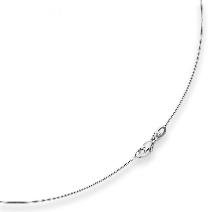 0.8mm Halsreif Tondakette Omegareif aus 750 Weißgold 45cm