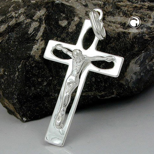 Anhänger Kreuz mit Jesus 29x17mm 925 Silber