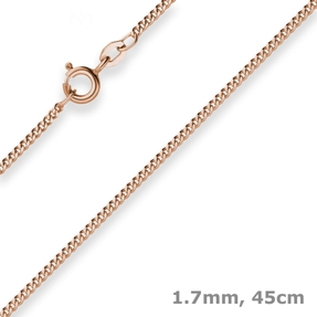 1,7mm Panzerkette Goldkette Collier Halskette aus 585 Gold Rotgold 45cm