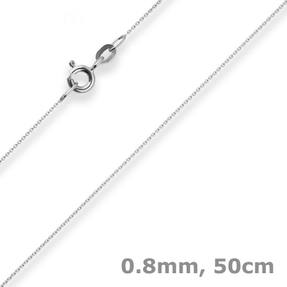0,8mm Rund-Ankerkette Kette Collier aus 585 Gold Weißgold 50cm mit Zwischenöse