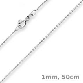 1,1mm Ankerkette diamantiert Kette Collier Halskette aus 375 Gold Weißgold 50cm 1,1mm Ankerkette diamantiert Kette Collier Halskette aus 375 Gold Weißgold 50cm