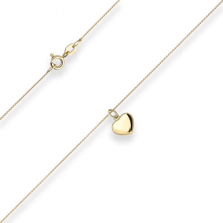 Rund-Ankerkette Herz aus 375 Gelbgold 42cm