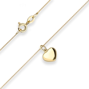 Collier Rund-Ankerkette Goldkette Herz Halskette aus 375 Gold Gelbgold 42cm