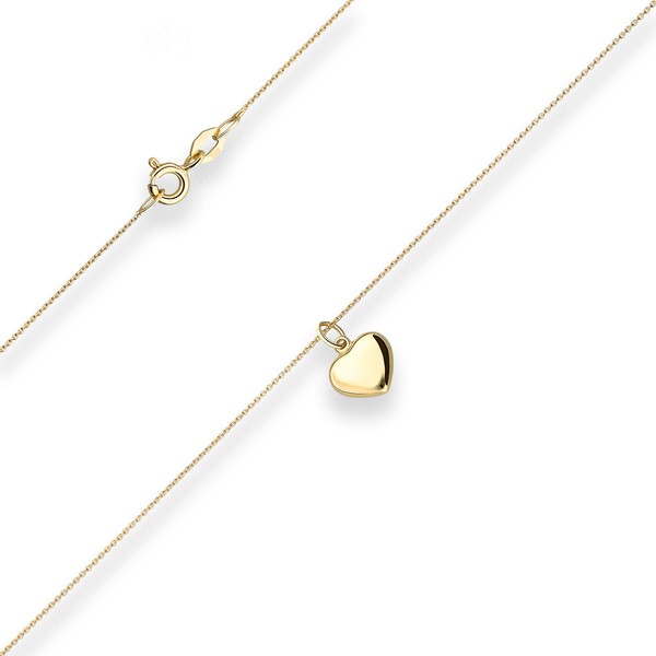 Rund-Ankerkette Herz aus 375 Gelbgold 42cm