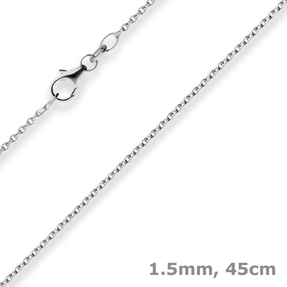 1,5mm Rund-Ankerkette Kette Collier aus 585 Gold Weißgold 45cm mit Zwischenöse